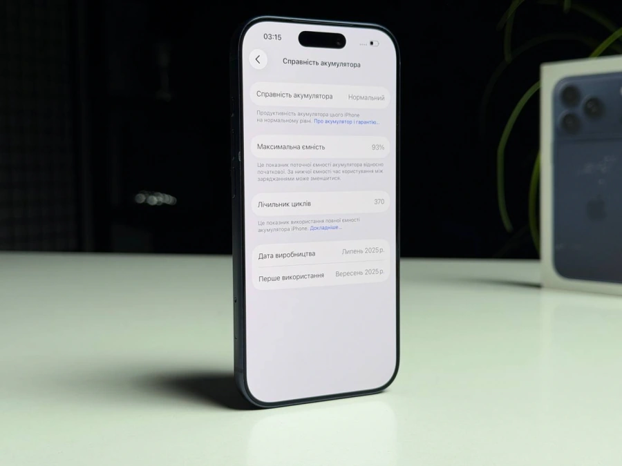 ВЖИВАНИЙ Б/У Apple iPhone 17 Pro 256GB Deep Blue (MG8J4) - Состояние: хороший | Аккумулятор: 93% | Комплектация: полный | Гарантия: 3 мес.
