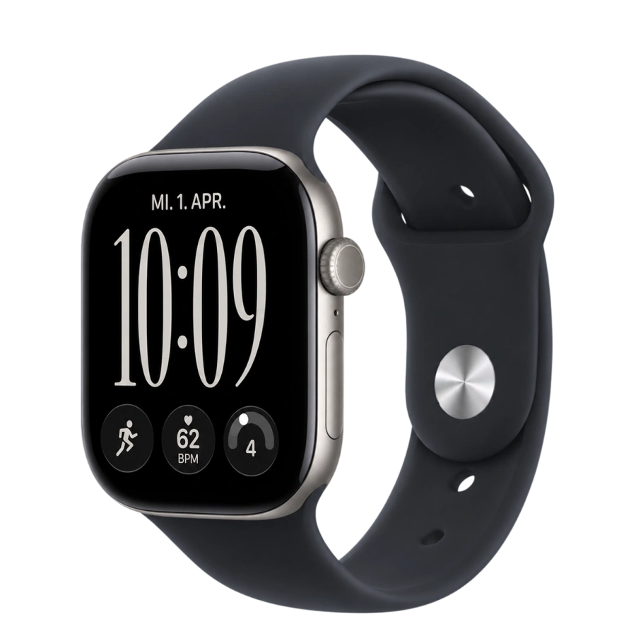 Apple Watch Series 12 GPS 46mm Space Gray Aluminum Case with Midnight Sport Band - M/L (MJFT4+MT3F3)