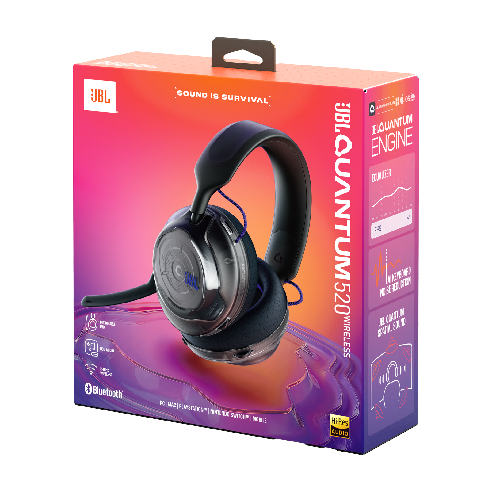 Ігрові бездротові навушники JBL Quantum 520 - Black (JBLQTUM520BLK)