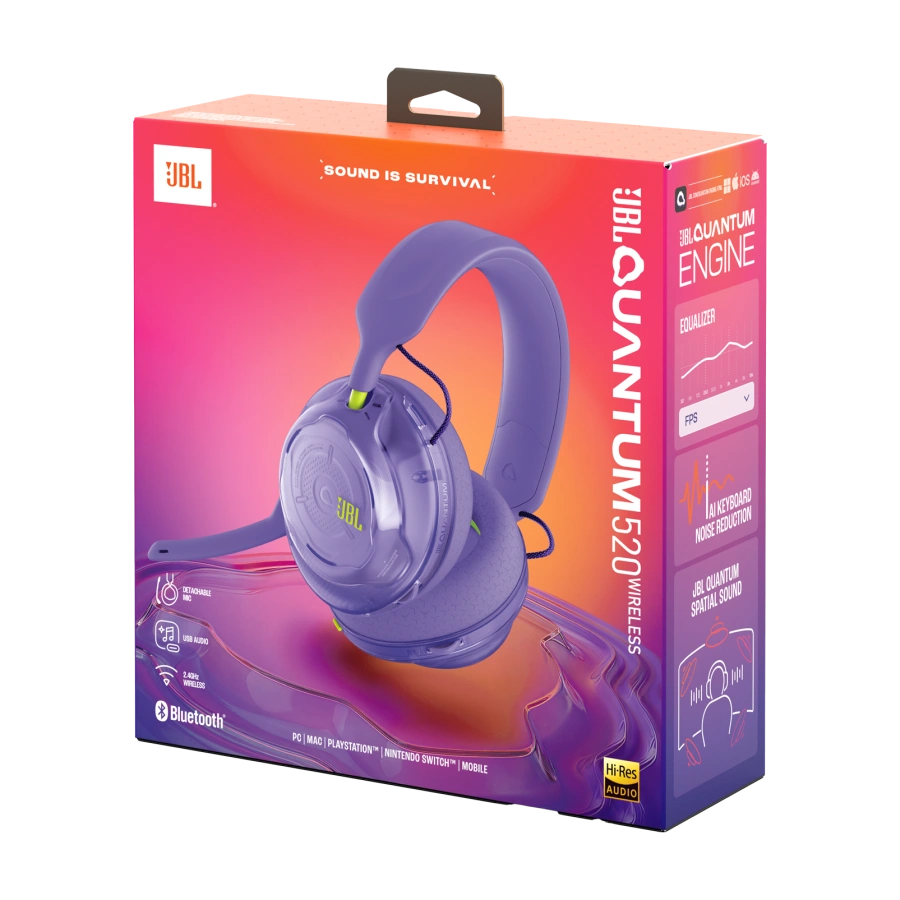Ігрові бездротові навушники JBL Quantum 520 - Purple (JBLQTUM520PUR)