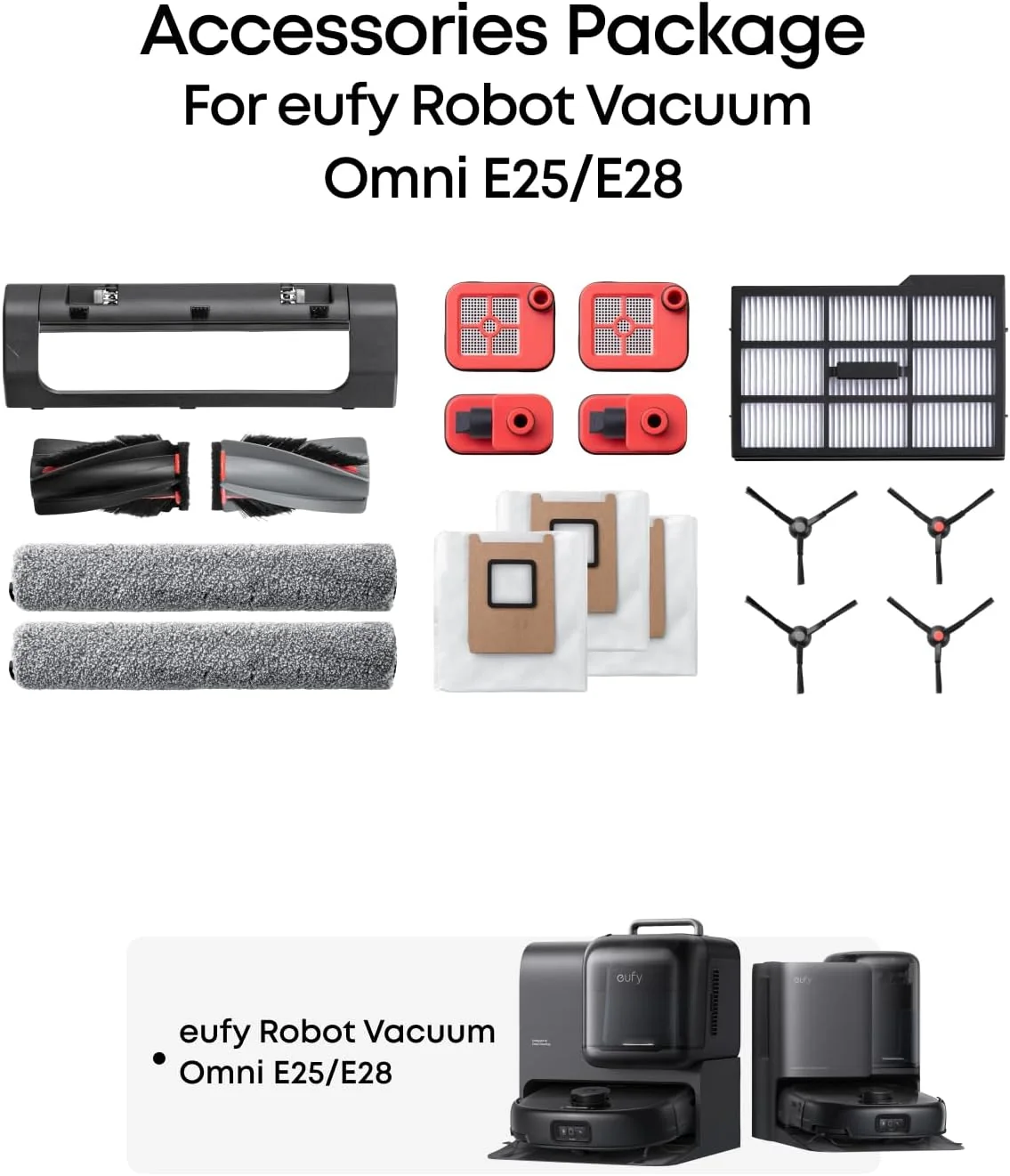 Комплект сменных аксессуаров Eufy для роботов-пылесосов E28 / E25 (T290QAR0)