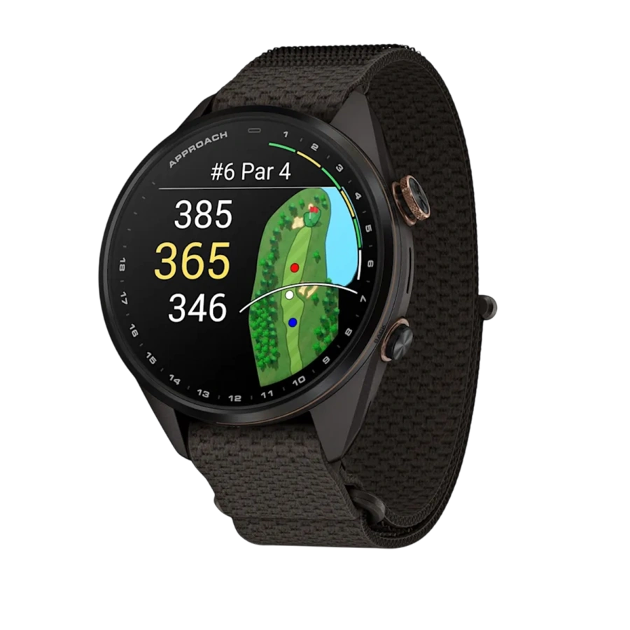 Смарт-часы Garmin Approach S72 43mm Carbon Gray/Heritage Bronze DLC Titanium Bezel with Pebble Gray ComfortFit Fabric Band (010-04147-00/02)