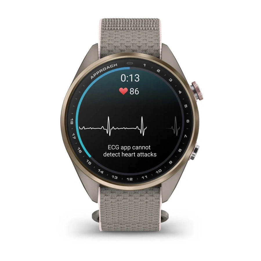 Смарт-часы Garmin Approach S72 43mm Soft Gold/Blush Pink Titanium Bezel with French Gray/Blush Pink ComfortFit Fabric Band (010-04147-01/04)