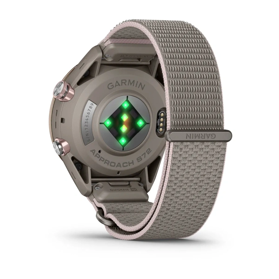 Смарт-часы Garmin Approach S72 43mm Soft Gold/Blush Pink Titanium Bezel with French Gray/Blush Pink ComfortFit Fabric Band (010-04147-01/04)