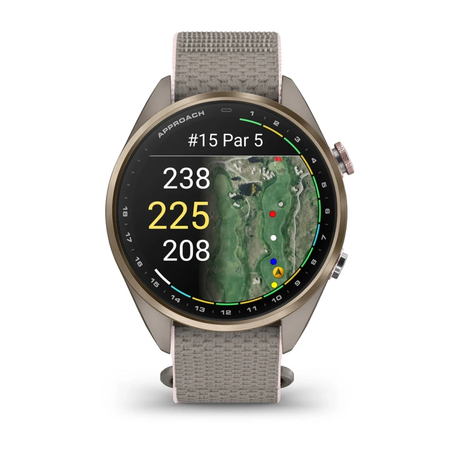 Смарт-часы Garmin Approach S72 43mm Soft Gold/Blush Pink Titanium Bezel with French Gray/Blush Pink ComfortFit Fabric Band (010-04147-01/04)