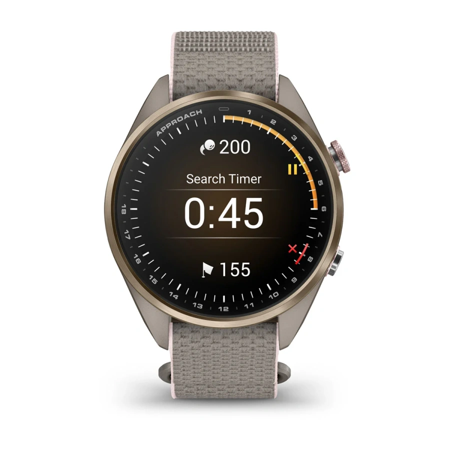 Смарт-часы Garmin Approach S72 43mm Soft Gold/Blush Pink Titanium Bezel with French Gray/Blush Pink ComfortFit Fabric Band (010-04147-01/04)