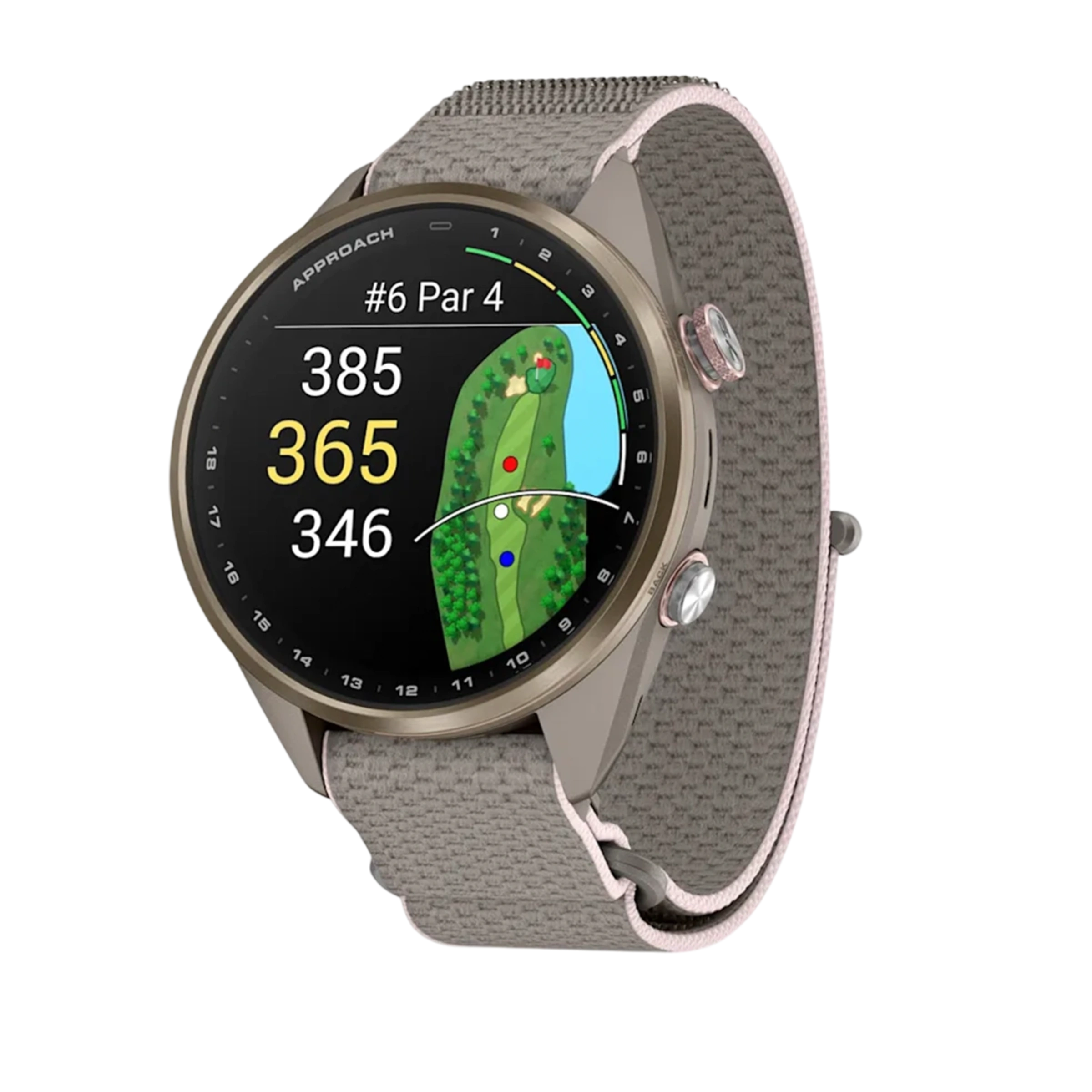 Смарт-часы Garmin Approach S72 43mm Soft Gold/Blush Pink Titanium Bezel with French Gray/Blush Pink ComfortFit Fabric Band (010-04147-01/04) Смарт-часы Garmin Approach S72 43mm Soft Gold/Blush Pink Titanium Bezel with French Gray/Blush Pink ComfortFit Fabric Band (010-04147-01/04)