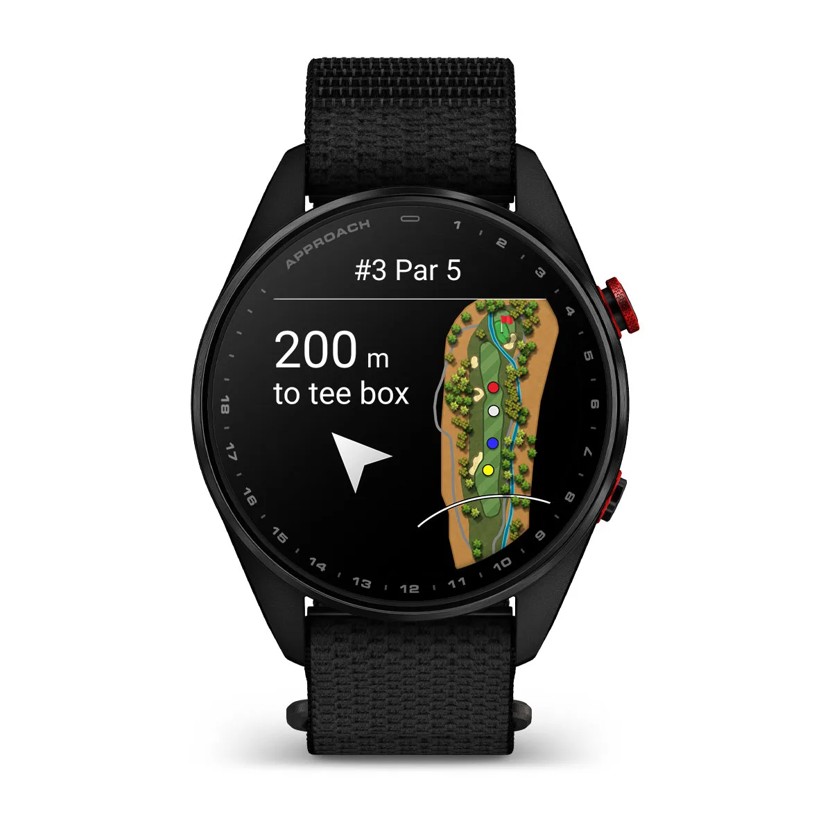 Смарт-годинник Garmin Approach S72 47mm Carbon Gray/Red DLC Titanium Bezel with Black ComfortFit Fabric Band (010-04148-00/02)