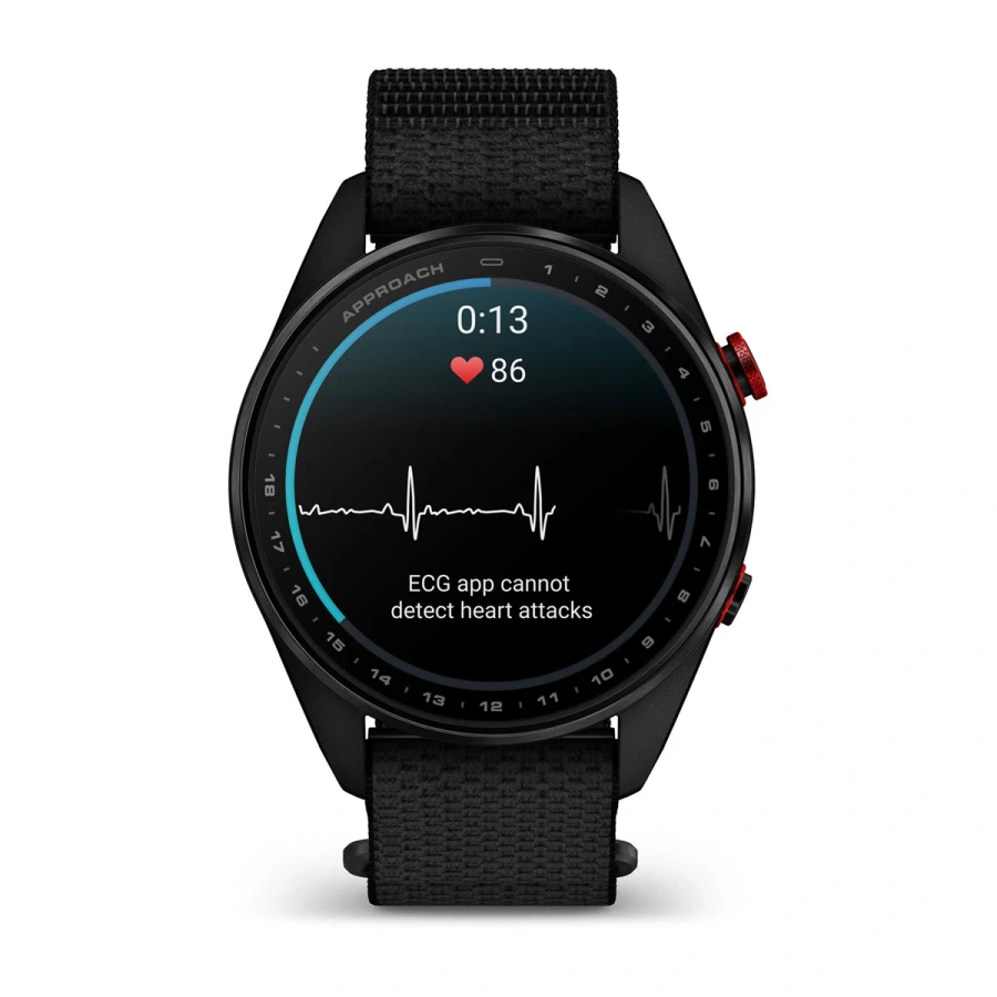 Смарт-годинник Garmin Approach S72 47mm Carbon Gray/Red DLC Titanium Bezel with Black ComfortFit Fabric Band (010-04148-00/02)