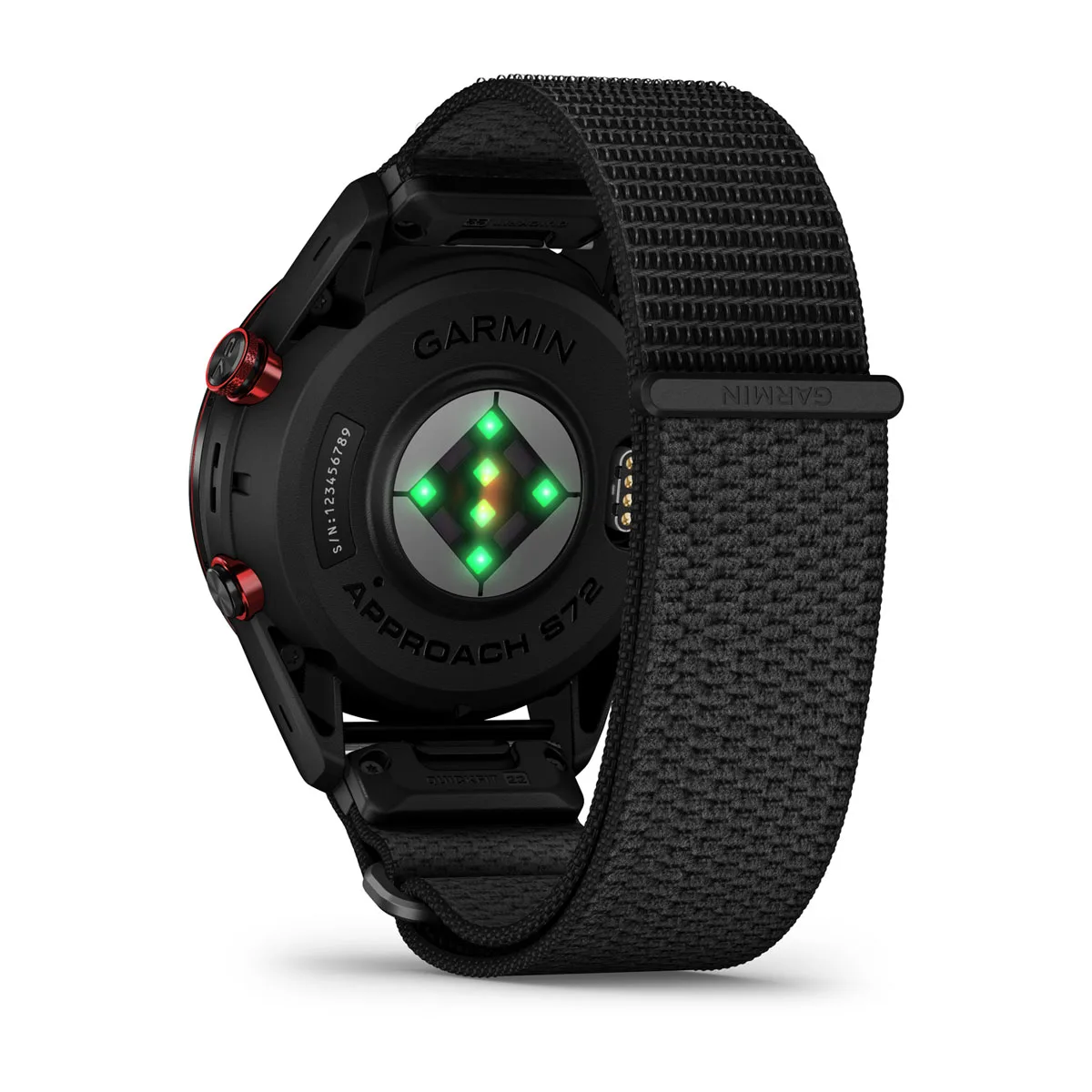 Смарт-годинник Garmin Approach S72 47mm Carbon Gray/Red DLC Titanium Bezel with Black ComfortFit Fabric Band (010-04148-00/02)