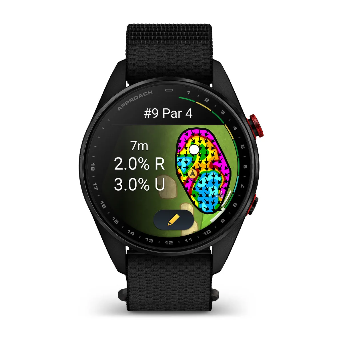 Смарт-годинник Garmin Approach S72 47mm Carbon Gray/Red DLC Titanium Bezel with Black ComfortFit Fabric Band (010-04148-00/02)