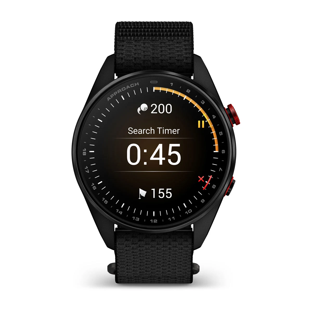 Смарт-годинник Garmin Approach S72 47mm Carbon Gray/Red DLC Titanium Bezel with Black ComfortFit Fabric Band (010-04148-00/02)