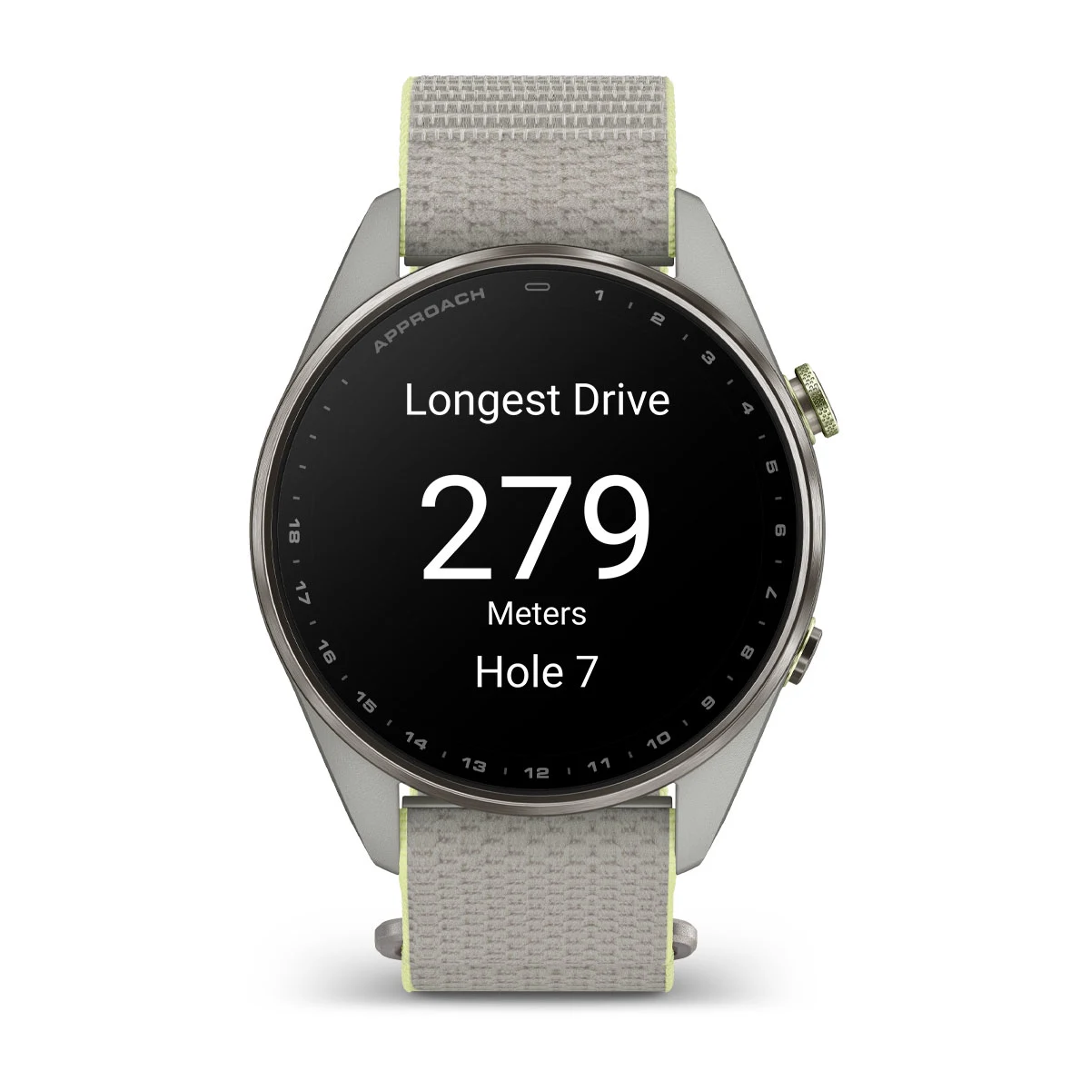 Смарт-годинник Garmin Approach S72 47mm Silver/Citron Titanium Bezel with Fog Gray/Citron ComfortFit Fabric Band (010-04148-01/04)