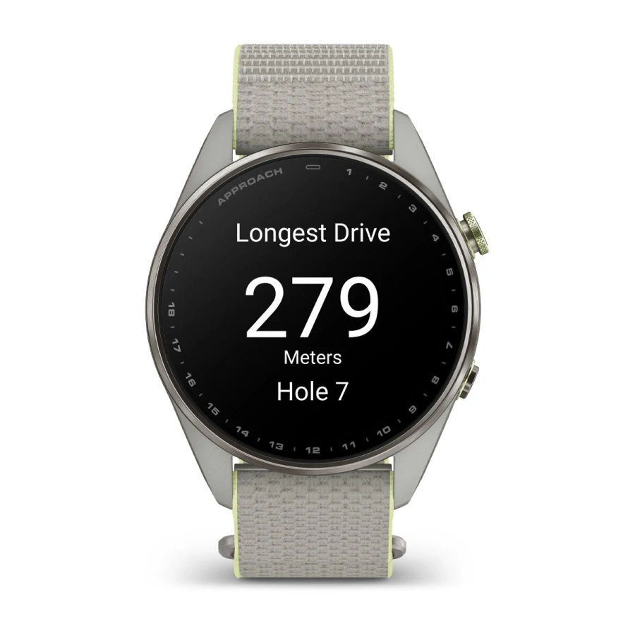 Смарт-годинник Garmin Approach S72 47mm Silver/Citron Titanium Bezel with Fog Gray/Citron ComfortFit Fabric Band (010-04148-01/04)