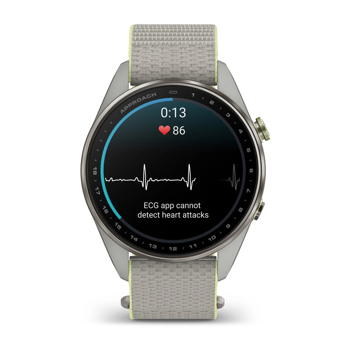Смарт-годинник Garmin Approach S72 47mm Silver/Citron Titanium Bezel with Fog Gray/Citron ComfortFit Fabric Band (010-04148-01/04)