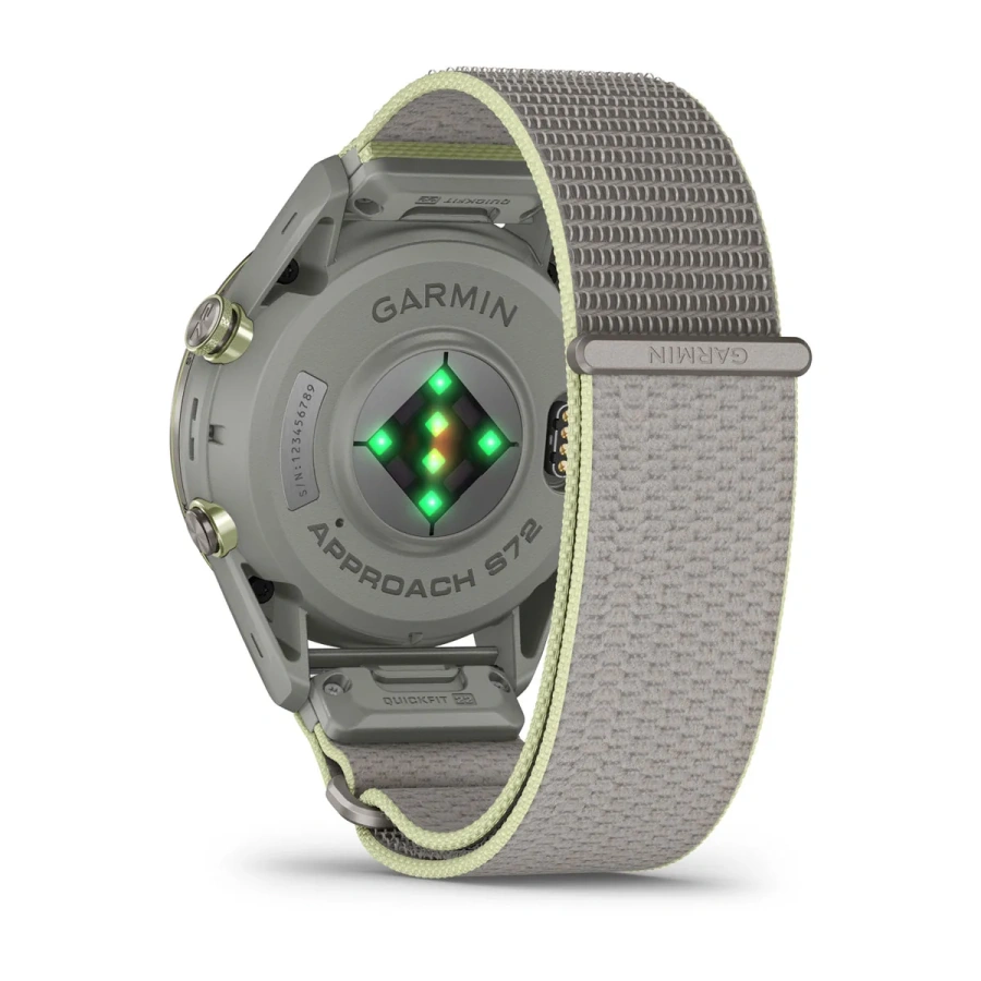 Смарт-годинник Garmin Approach S72 47mm Silver/Citron Titanium Bezel with Fog Gray/Citron ComfortFit Fabric Band (010-04148-01/04)