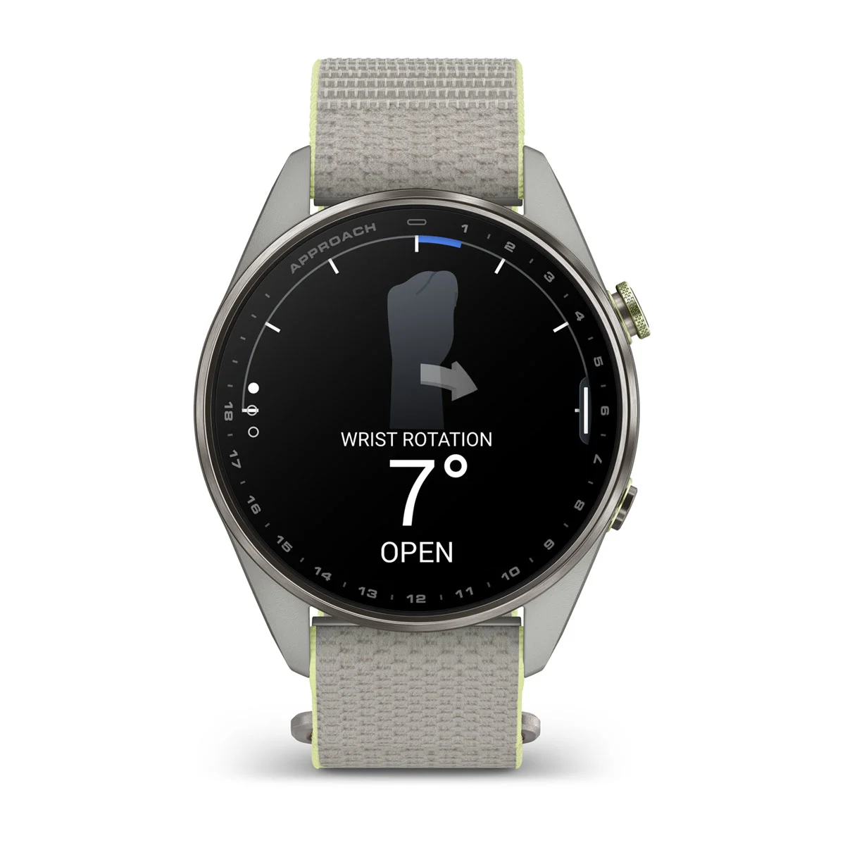 Смарт-годинник Garmin Approach S72 47mm Silver/Citron Titanium Bezel with Fog Gray/Citron ComfortFit Fabric Band (010-04148-01/04)