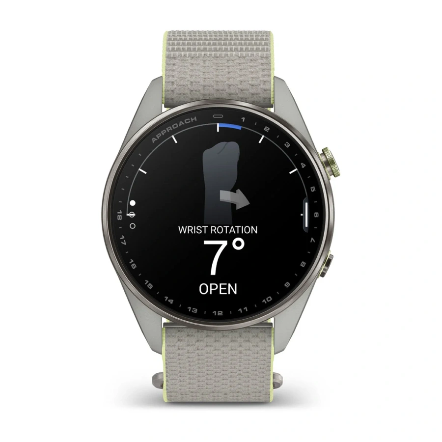 Смарт-годинник Garmin Approach S72 47mm Silver/Citron Titanium Bezel with Fog Gray/Citron ComfortFit Fabric Band (010-04148-01/04)