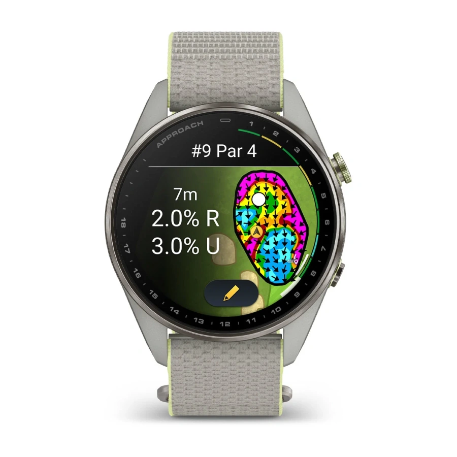 Смарт-годинник Garmin Approach S72 47mm Silver/Citron Titanium Bezel with Fog Gray/Citron ComfortFit Fabric Band (010-04148-01/04)