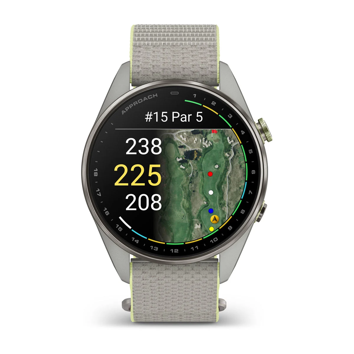 Смарт-годинник Garmin Approach S72 47mm Silver/Citron Titanium Bezel with Fog Gray/Citron ComfortFit Fabric Band (010-04148-01/04)