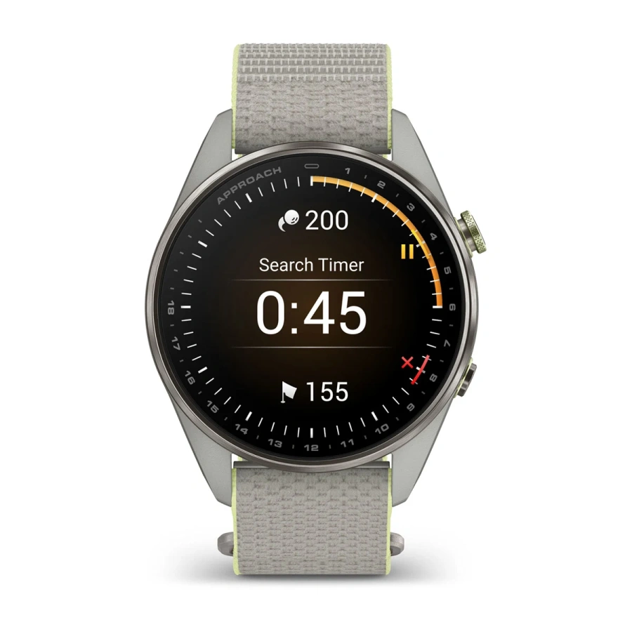 Смарт-годинник Garmin Approach S72 47mm Silver/Citron Titanium Bezel with Fog Gray/Citron ComfortFit Fabric Band (010-04148-01/04)