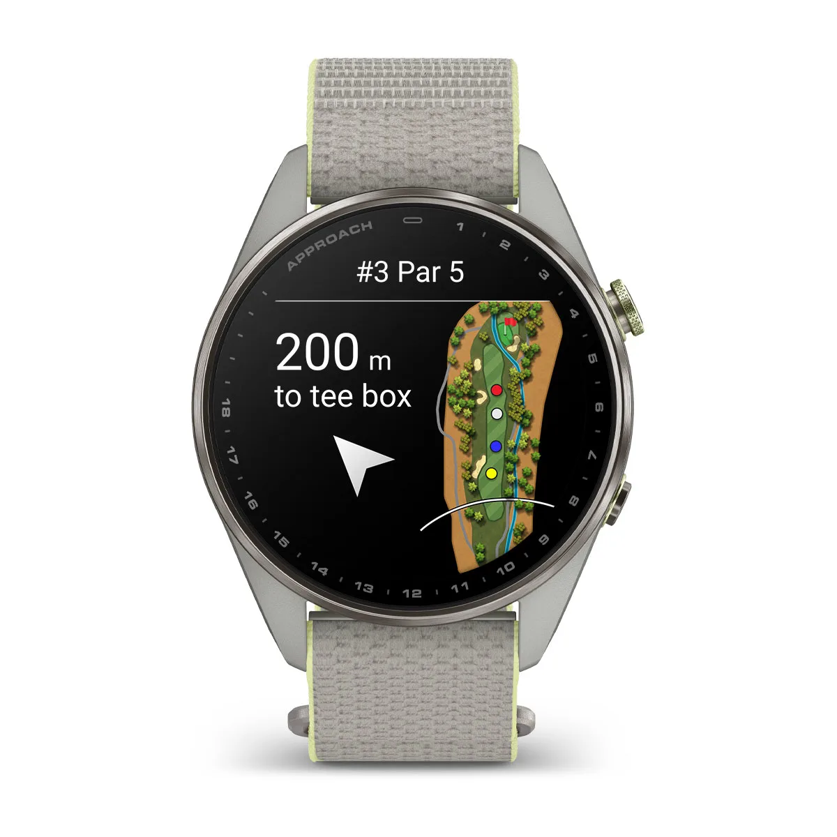 Смарт-годинник Garmin Approach S72 47mm Silver/Citron Titanium Bezel with Fog Gray/Citron ComfortFit Fabric Band (010-04148-01/04)