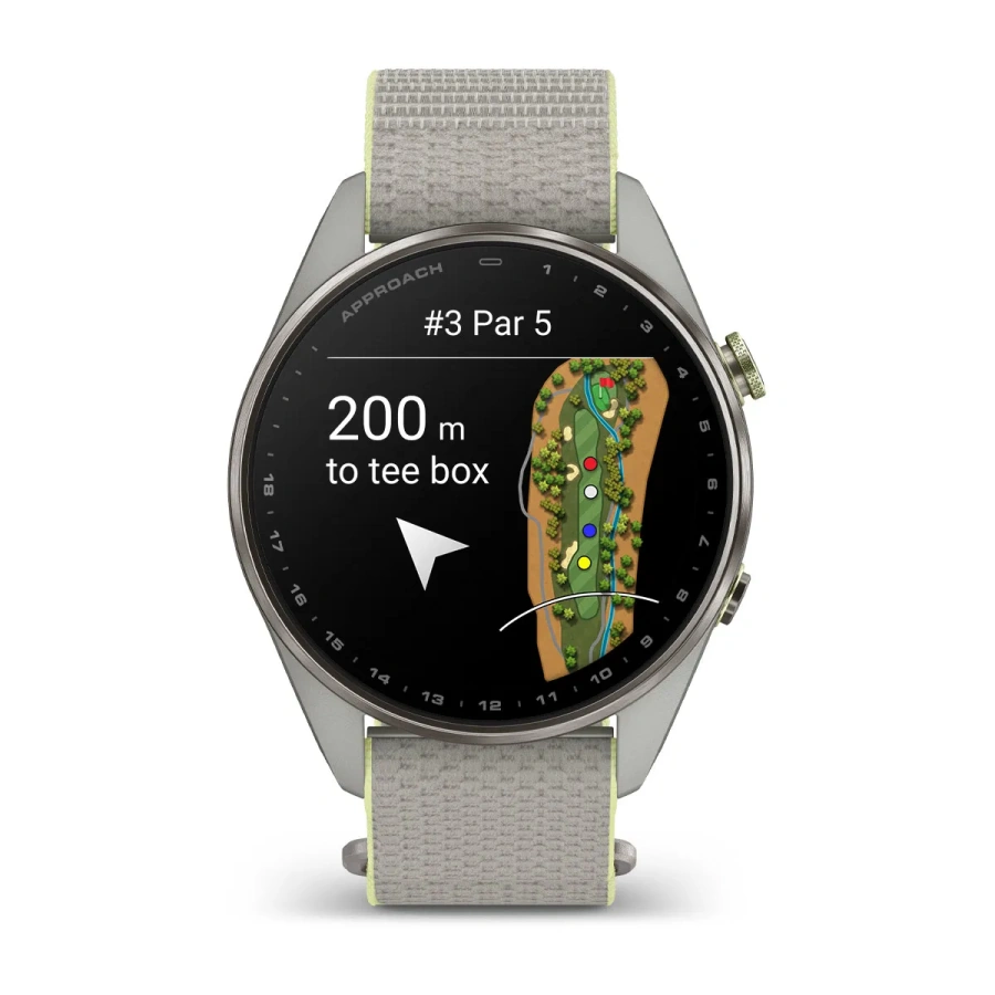 Смарт-годинник Garmin Approach S72 47mm Silver/Citron Titanium Bezel with Fog Gray/Citron ComfortFit Fabric Band (010-04148-01/04)
