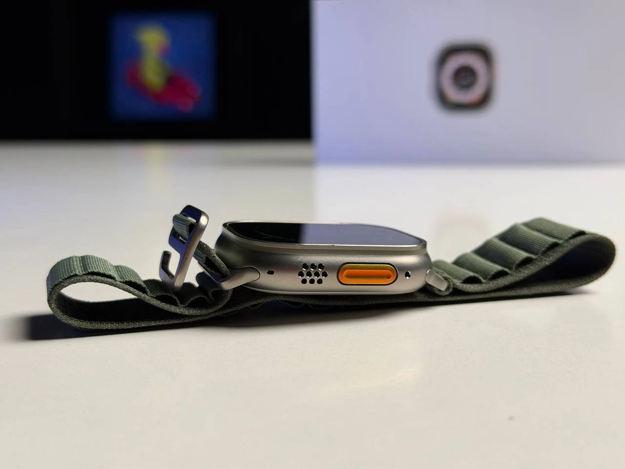 ВЖИВАНИЙ Б/У Apple Watch Ultra GPS + Cellular 49mm Titanium Case with Green Alpine Loop - Large (MQEX3, MQFP3) - Состояние: хорошее | Аккумулятор: 91% | Комплектация: полный | Гарантия: 3 мес.