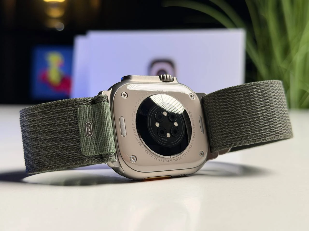 ВЖИВАНИЙ Б/У Apple Watch Ultra GPS + Cellular 49mm Titanium Case with Green Alpine Loop - Large (MQEX3, MQFP3) - Состояние: хорошее | Аккумулятор: 91% | Комплектация: полный | Гарантия: 3 мес.
