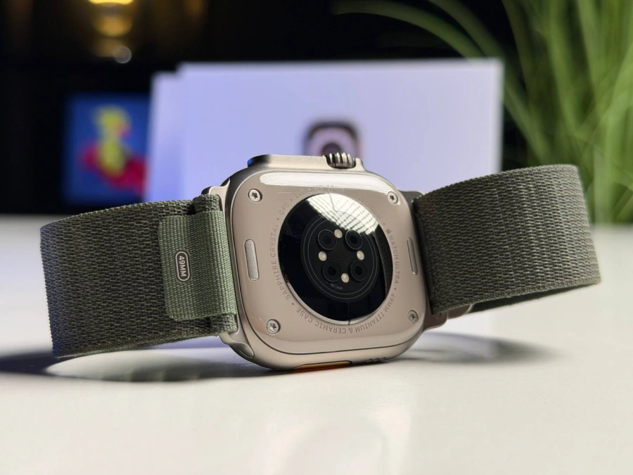 ВЖИВАНИЙ Б/У Apple Watch Ultra GPS + Cellular 49mm Titanium Case with Green Alpine Loop - Large (MQEX3, MQFP3) - Состояние: хорошее | Аккумулятор: 91% | Комплектация: полный | Гарантия: 3 мес.
