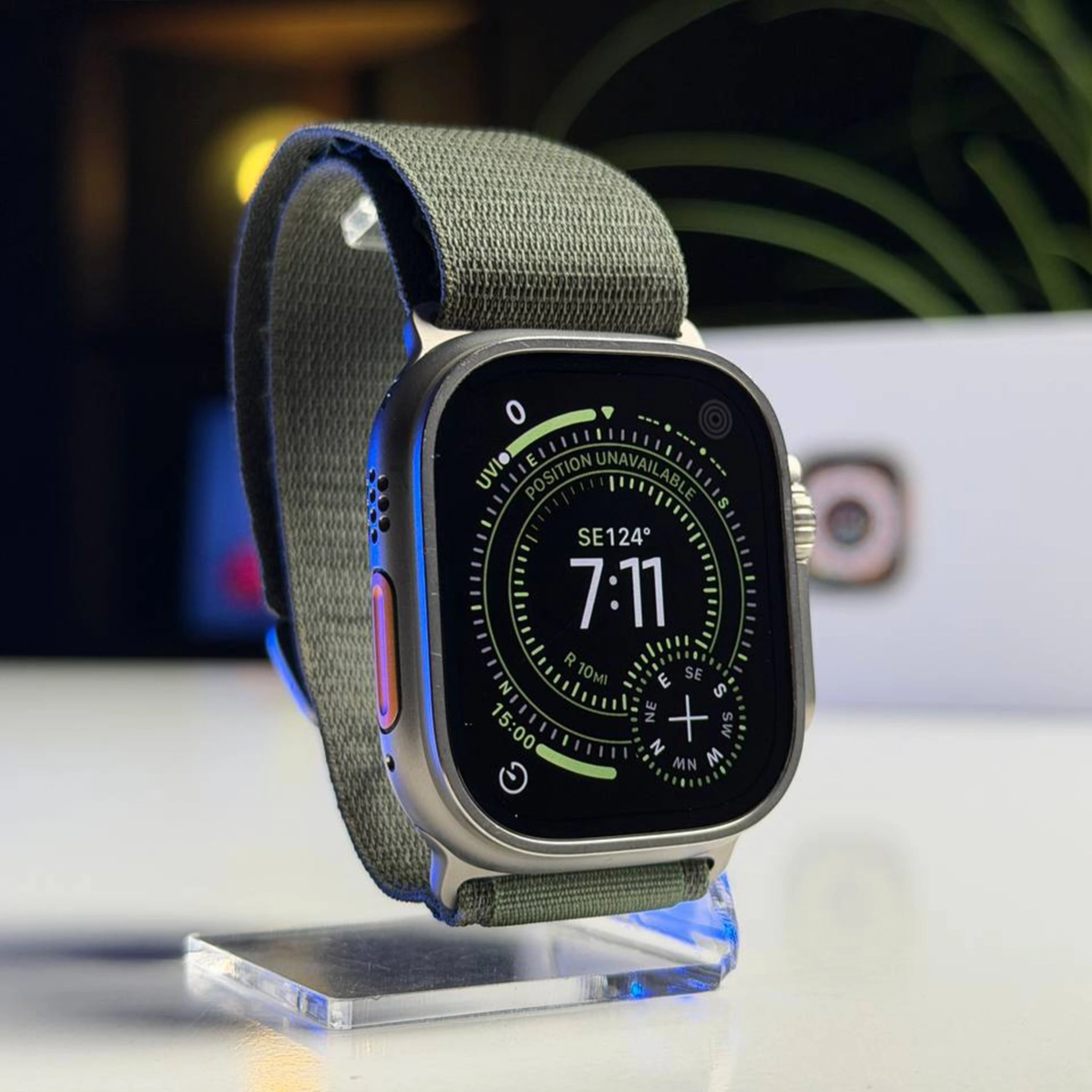 ВЖИВАНИЙ Б/У Apple Watch Ultra GPS + Cellular 49mm Titanium Case with Green Alpine Loop - Large (MQEX3, MQFP3) - Состояние: хорошее | Аккумулятор: 91% | Комплектация: полный | Гарантия: 3 мес.