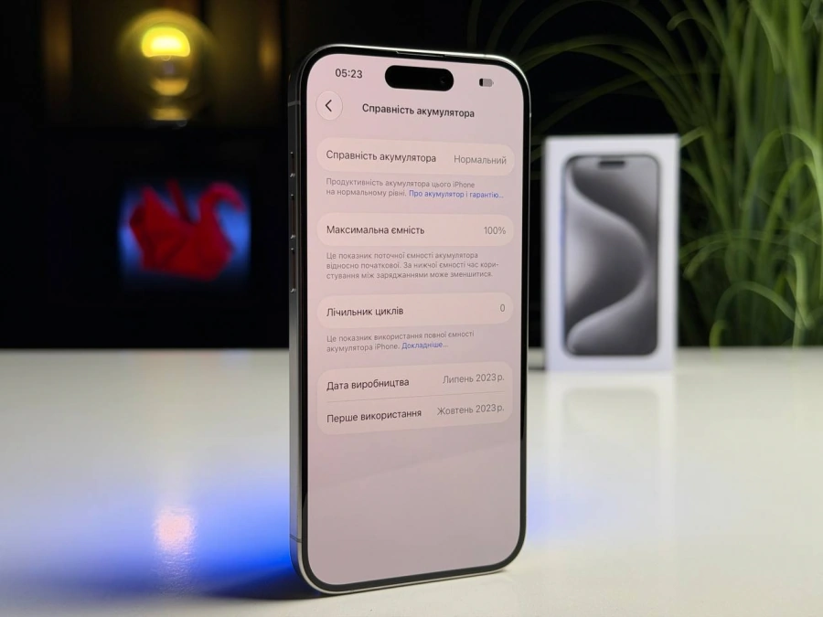 ВЖИВАНИЙ Б/У Apple iPhone 15 Pro 128GB White Titanium eSim (MTQN3) - Состояние: хороший | Аккумулятор: 100% | Комплектация: полный | Гарантия: 3 мес.