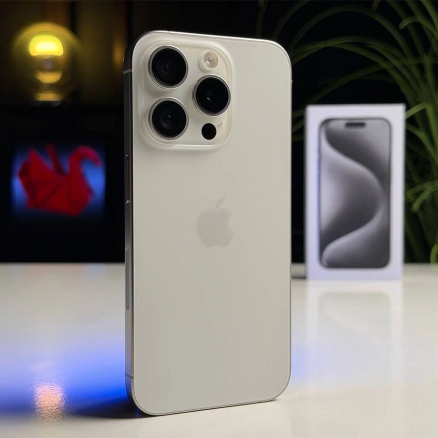 ВЖИВАНИЙ Б/У Apple iPhone 15 Pro 128GB White Titanium eSim (MTQN3) - Состояние: хороший | Аккумулятор: 100% | Комплектация: полный | Гарантия: 3 мес.