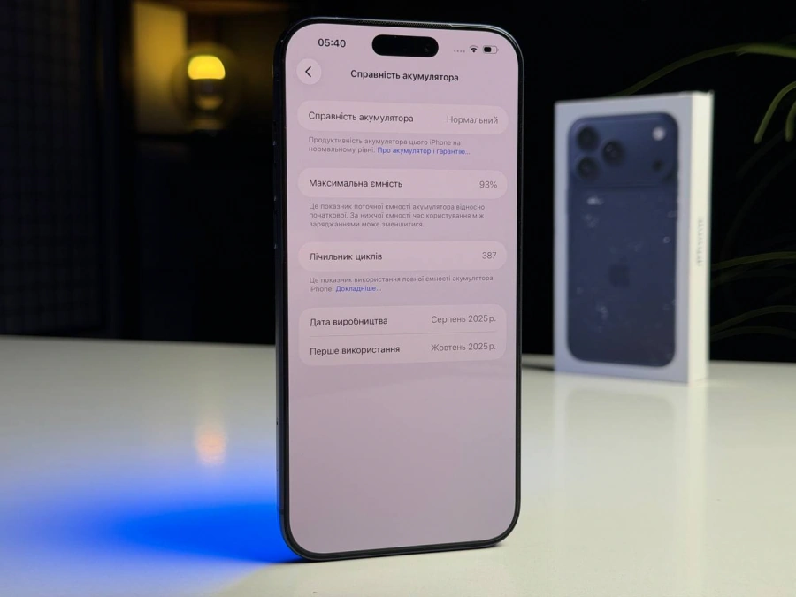 ВЖИВАНИЙ Б/У Apple iPhone 17 Pro Max 1TB Deep Blue (MFYX4) - Стан: гарний | Акумулятор: 93% | Комплектація: повний | Гарантія: 3 міс.